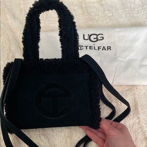 UGG x Telfar Small Black Shopper Shearling Tote Bag